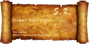 Simai Károly névjegykártya